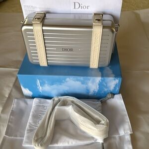 NWB Christian Dior X Rimowa Aluminum Personal Clutch On Strap